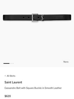Yves Saint Laurent Cassandre Belt with Square Buckle in Smooth Leather size 8